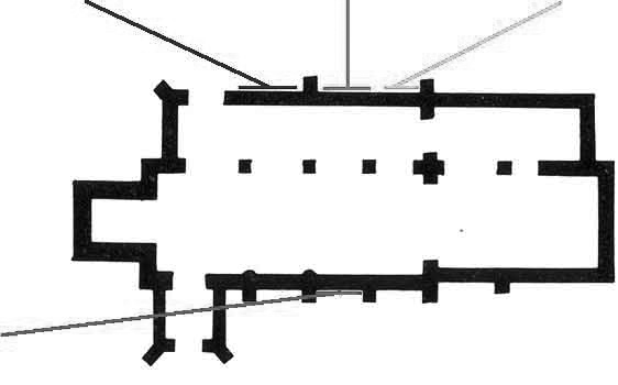 plan with lines of St Michael at Plea