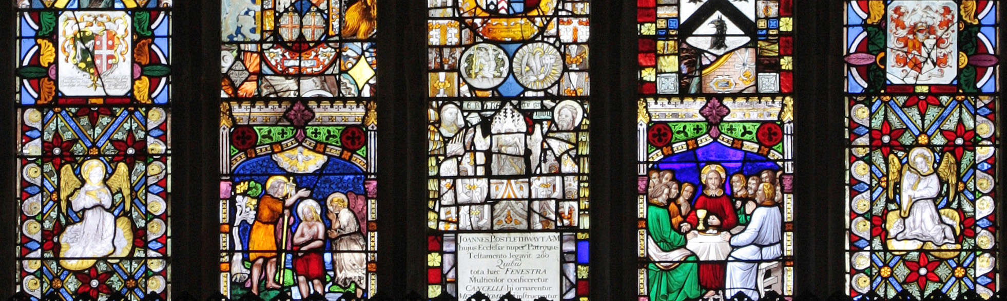 North Nave window containing fragments of 14th & 15th century glass