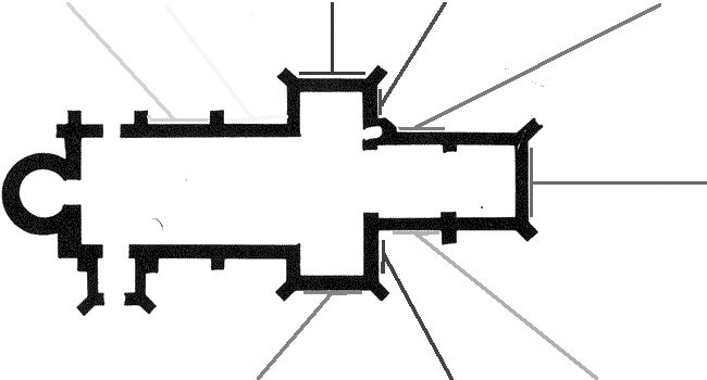 plan with lines of St Michael at Plea