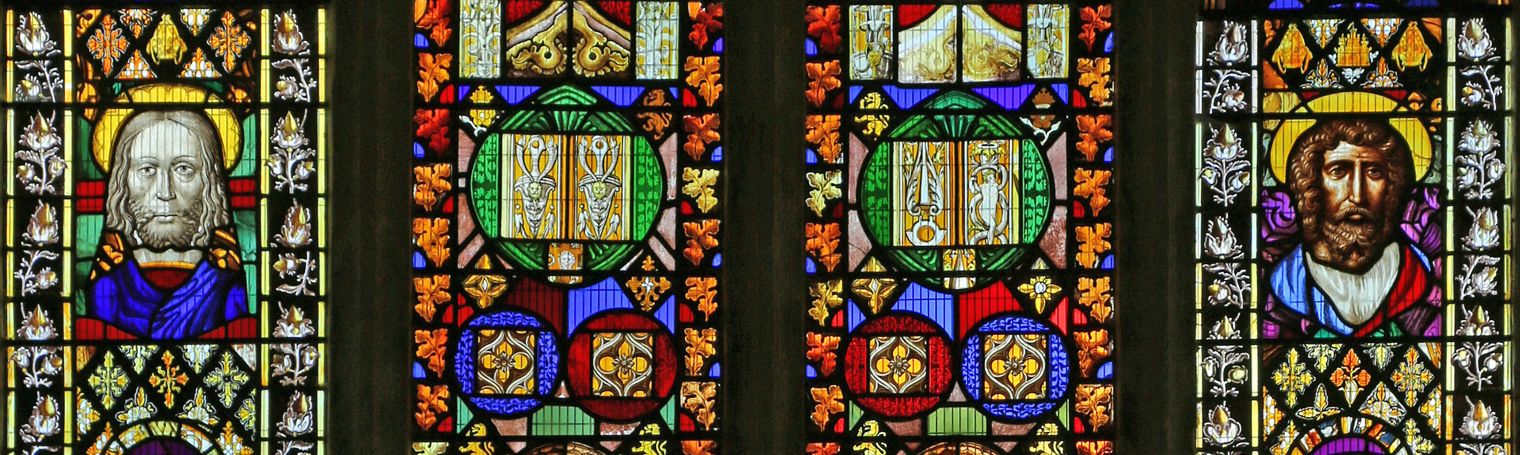 North Nave window containing fragments of 14th & 15th century glass