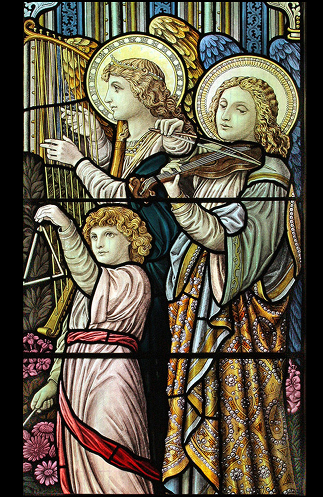 blessed girls as saints in glass