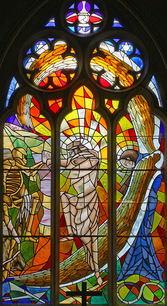 St Swithin Frettenham modern colourful stained glass