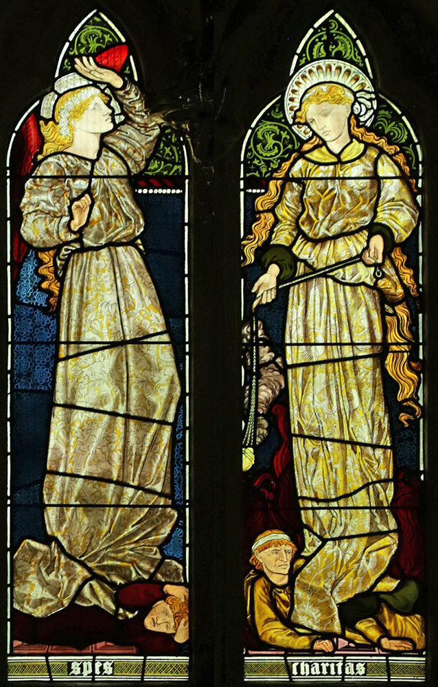 Two Pre-Raphaelite ladies as saints