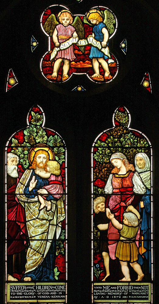 blessed girls as saints in glass